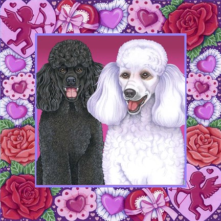 Framed Valentine Poodles Print