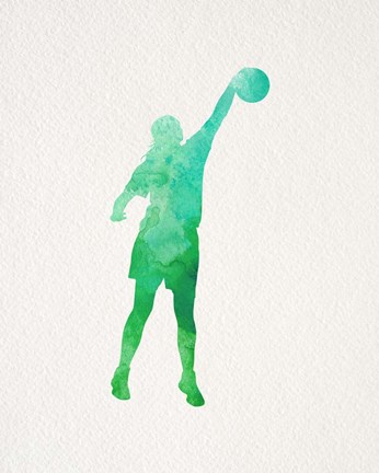 Framed Basketball Girl Watercolor Silhouette Part I Print
