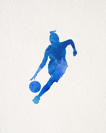 Framed Basketball Girl Watercolor Silhouette Part II Print