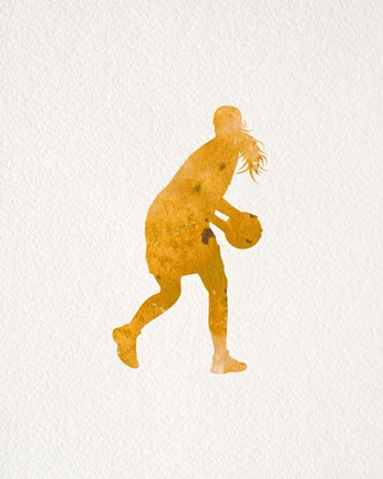 Framed Basketball Girl Watercolor Silhouette Part III Print