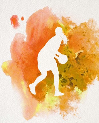Framed Basketball Girl Watercolor Silhouette Inverted Part III Print