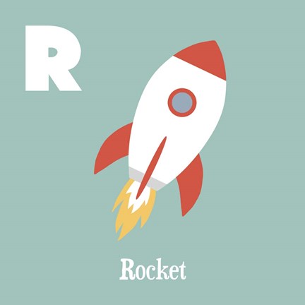 Framed Transportation Alphabet - R is for Rocket Print