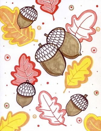 Framed Acorn Rain Print