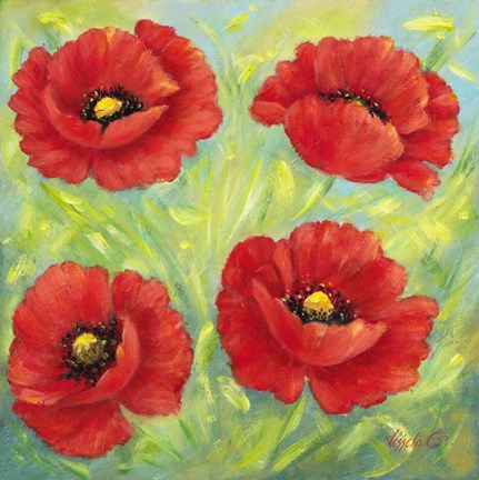 Framed Poppies B Print
