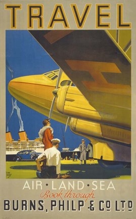 Framed Art Deco Airplane Travel Print