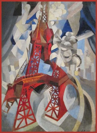Framed Red Eiffel Tower 1911 Print