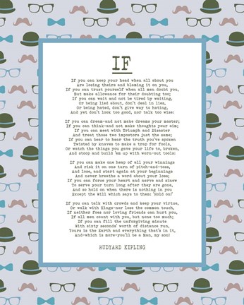 Framed If by Rudyard Kipling - Retro Blue Print