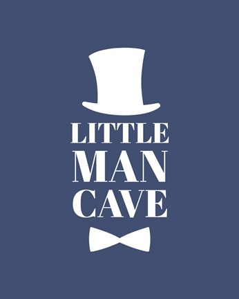 Framed Little Man Cave Top Hat and Bow Tie - Blue Print