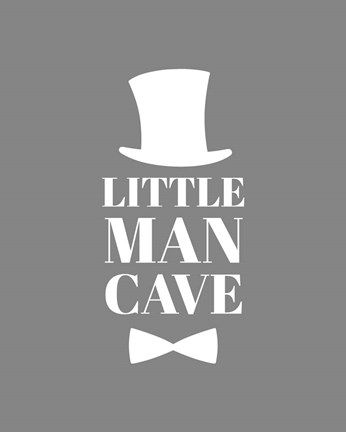 Framed Little Man Cave Top Hat and Bow Tie - Gray Print