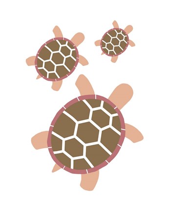Framed Three Turtles - Red Print