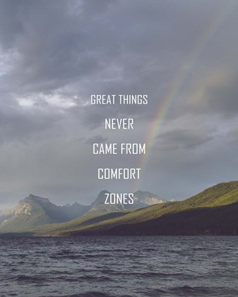 Framed Great Things Never Came From Comfort Zones Strength - Rainbow Print