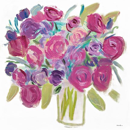 Framed Pink Roses on White Print