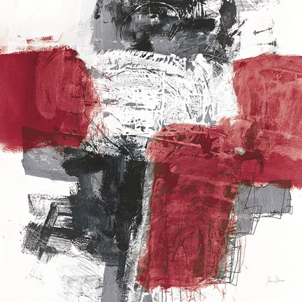 Framed Action I Red Black Sq Print