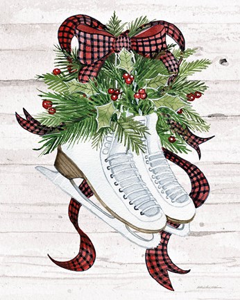 Framed Holiday Sports III on White Wood Print