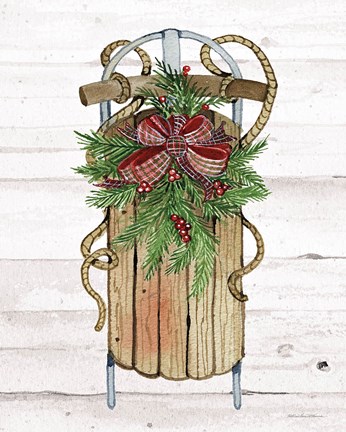 Framed Holiday Sports II on White Wood Print