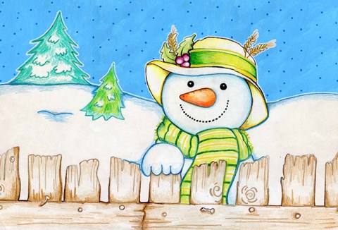 Framed Snowman Fence Print