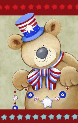 Framed Stars And Stripes Bear Print