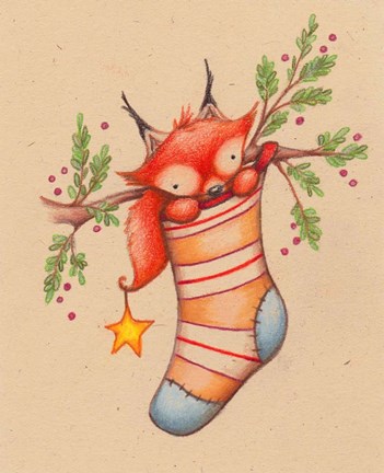 Framed Merry Christmas Little Fox Print