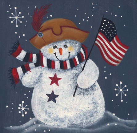 Framed Patriotic Snowman Print