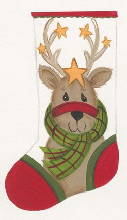 Framed Reindeer Stocking Print