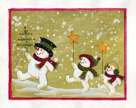Framed Marching Snowmen Print
