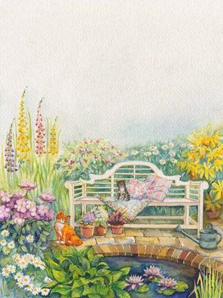 Framed Garden Bench Print