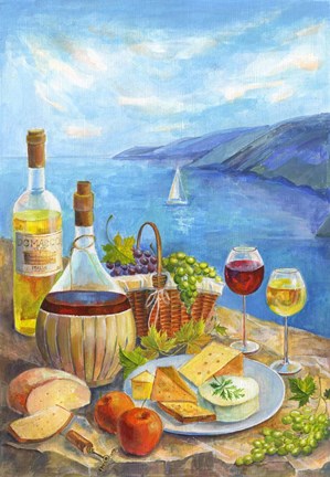Framed Wine &amp; Cheese Print