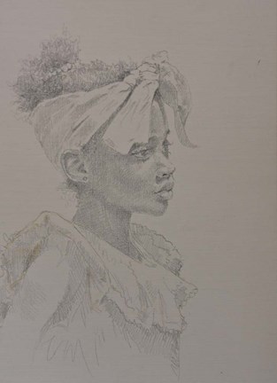 Framed Girl Sketch Print