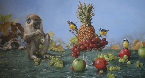 Framed Blue Monks Print