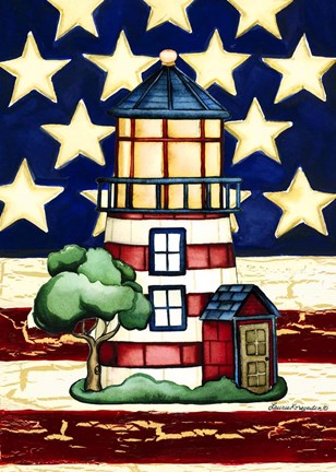 Framed Americana Lighthouse Print