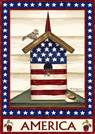 Framed Americana Birdhouse Print