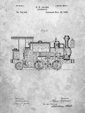 Framed Locomotive Patent Print