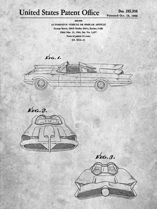 Framed Automotive Vehicle or Similar Article Patent Print