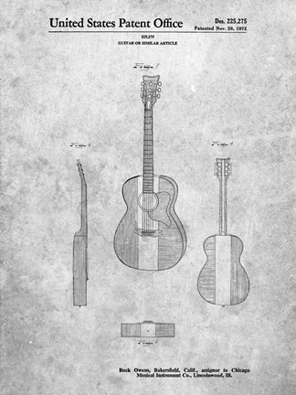 Framed Guitar or Similar Article Patent Print