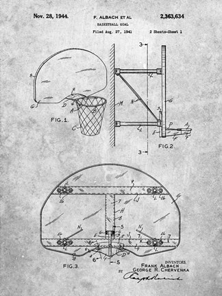 Framed Basketball Goal Patent Print