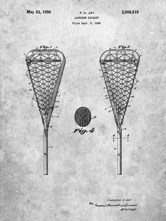 Framed Lacrosse Racquet Patent Print