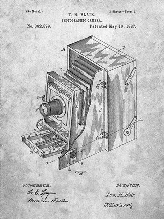 Framed Blair Photographic Camera Patent Print