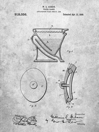 Framed Water Closet Patent Print