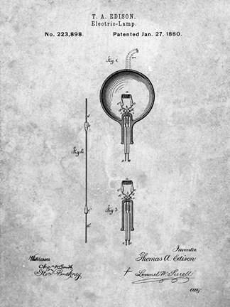 Framed Electric Lamp Patent Print