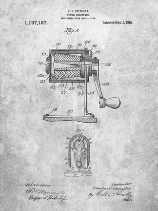 Framed Pencil Sharpener Patent Print
