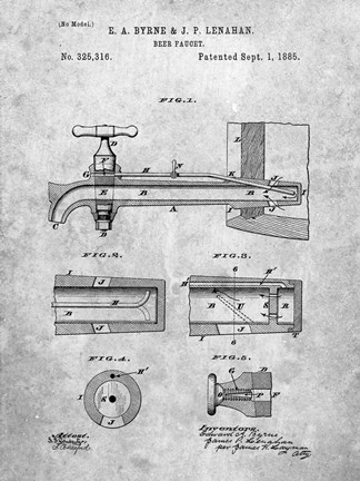 Framed Beer Faucet Patent Print