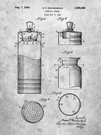 Framed Cocktail Shaker Patent Print