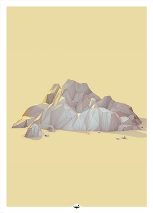 Framed Low Poly Mountain 3 Print
