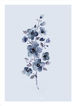 Framed Floral Blue Print