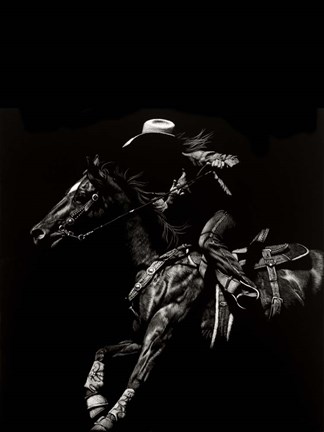 Framed Scratchboard Rodeo I Print