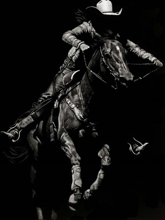 Framed Scratchboard Rodeo IV Print