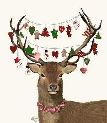 Framed Deer, Homespun Decorations Print