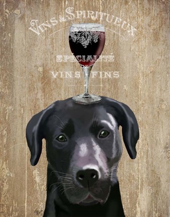 Framed Dog Au Vin, Black Labrador Print