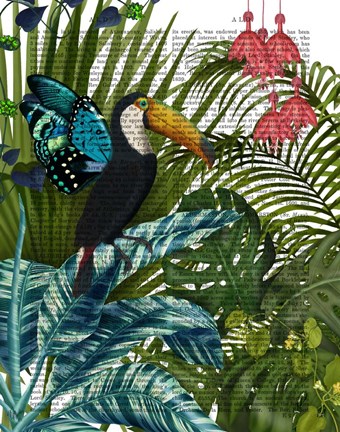 Framed Toucan in Tropical Forest Print