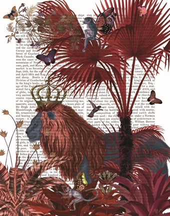 Framed Red Lion, Portrait Print